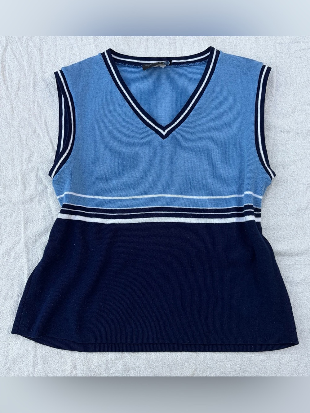 Vintage 90s Gemini USA Blue Striped Sweater Vest, Sporty Streetwear Y2K